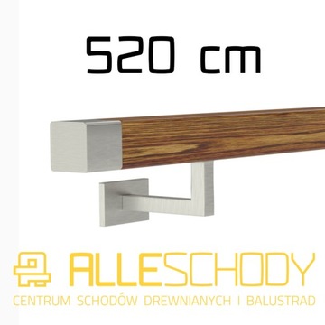 Handrail wall-mounted wooden 40x40 520cm oak color, фото