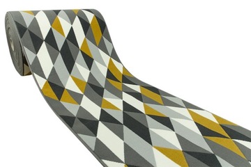 Width. 70 centimeters gray yellow track carpeted luna emergency triangles diamonds on corridor, фото