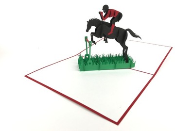 Dzokej on horses card 3-door greeting acknowledgments for a gift children's day, фото