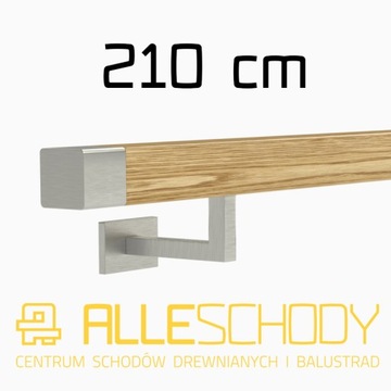 Handrail wall-mounted wooden 40x40 210cm oak color, фото