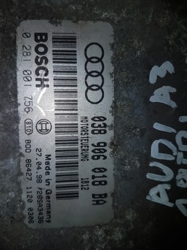 Audi a3 vw компьютер 1, 9 tdi 038906018ba 0281001756, фото