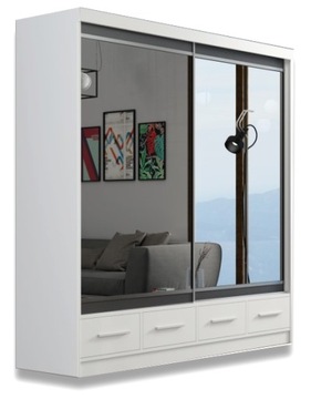 Cabinet 200 centimeters white/ sonoma з drawers+ mirror, фото