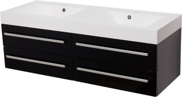 Cabinet lazienkowa gante focus with a washbasin double black 140 centimeters, фото
