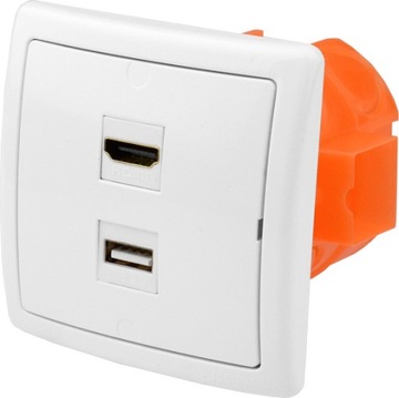 Роз'єм стіни врівень Термінал 1 USB 1 HDMI