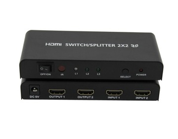 Коммутатор HDMI Splitter 2x2 3D матрица 2/2 пульт дистанционного управления Пау