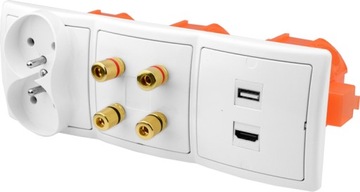 Настінна розетка 1USB 1HDMI 4G 2x230v
