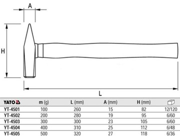 YATO YT-4503 МОЛОТОК 0,3 КГ С ДЕРЕВЯННОЙ РУЧКОЙ