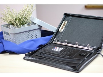 Кожаный портфель с калькулятором Biwuar A4 - папка AK -11