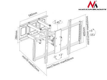КРОНШТЕЙН ДЛЯ LED-ТЕЛЕВИЗОРА 60–100 ДЮЙМОВ 3D ARM