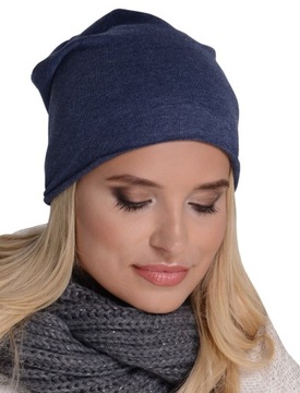 Stylowa Jesienna CZAPKA typu BEANIE GRANAT