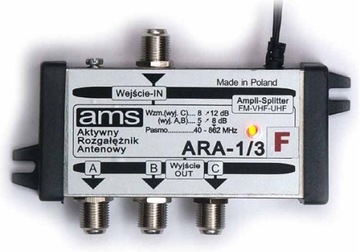 Rozdzielacz aktywny wzmacniacz antenowy ARA 1/3 F