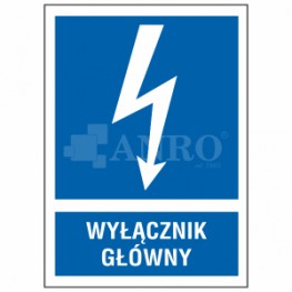 TABLICZKA NAKLEJKA WYŁĄCZNIK GŁÓWNY 52x74