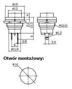 Круглый металлический переключатель сброса ЧЕРНЫЙ FV(0366)