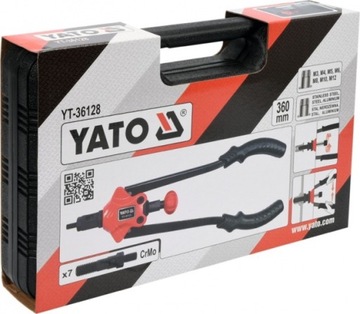 YATO NITOWNICA RĘCZNA NITONAKRĘTEK ZESTAW 360mm M3-M12 7 ELEMENTÓW YT-36128