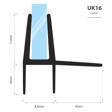 Уплотнитель для душевой кабины 30см 5 6 мм UK16