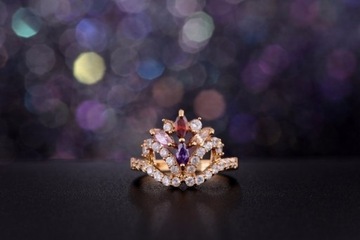 Многоцветное золотое кольцо Swarovski Royal Crown