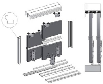 System drzwi przesuwne szafa 3m/4sk Euro Koniak