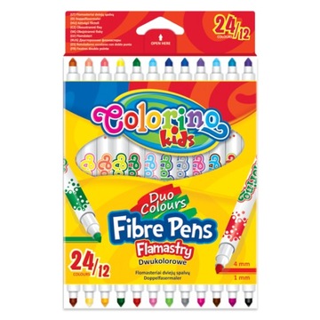 FLAMASTRY DWUKOLOROWE 12szt / 24 KOLORY COLORINO