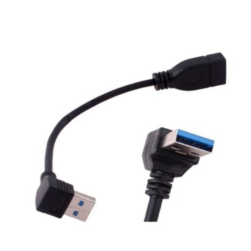 Kabel Przedłużacz KĄTOWY USB 3.0 AM-AF GÓRNY 16cm