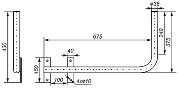 Держатель антенны TV-SAT UML-38Z75 Левый ABCV