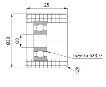 ROLKA PODTRZYMUJĄCA FI 33 mm rolki bramowe łożysko