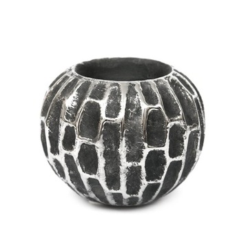 ŚWIECZNIK SREBRNY GRAFITOWY 9cm KULA NA 1 ŚWIECĘ TEA LIGHT 10