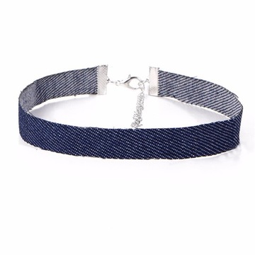 CHOKER NASZYJNIK JEANSOWY STYLOWY MIĘKKI 6 SZTUK