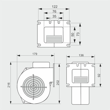 dmuchawa wentylator do pieca C.O. WPA120K z klapką