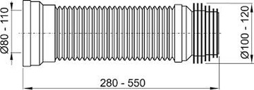 Гибкое соединение Гибкая труба для туалета 280-550 NI