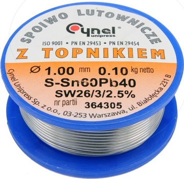 CYNA SPOIWO LUTOWNICZE TOPNIKIEM 1mm 100g CYNEL