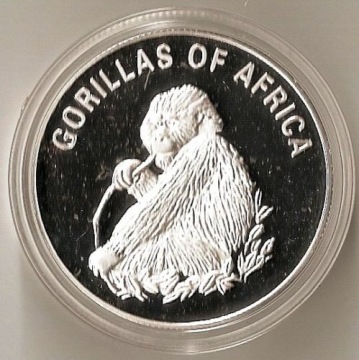 УГАНДА 1000 ШИЛЛИНГОВ 2003 ГОДА GOILLA PROOF 38 мм ТИП 4