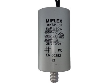Kondensator 5uF +/- 10% MIFLEX MKSP-5P Silnikowy