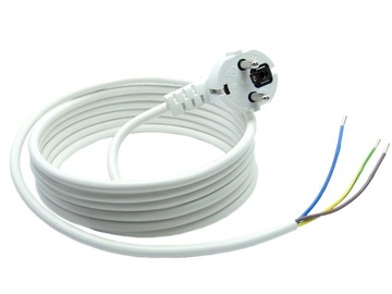 Przewód Kabel z wtyczką kątową H05VV-F 3x1,5 1,5m biały