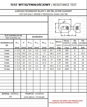 ŁAŃCUCH TECHNICZNY 10mm KL 3 DIN 766 - 30m OGNIOWY