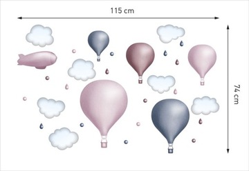 наклейка на стену BALLOONS с затененными каплями облаков