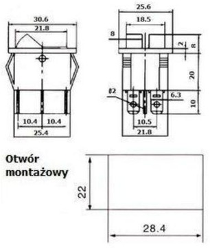 Przełącznik podświetlany AC podwójny czerwony 1A