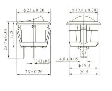 Круглый переключатель 2poz 2pin красный красный (1378b