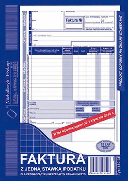 Druk Faktura VAT A5 1 stawka netto 130-3e