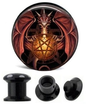 PLUGI AKRYLOWY TUNEL PLUG DRACO PENTAGRAM 4 mm