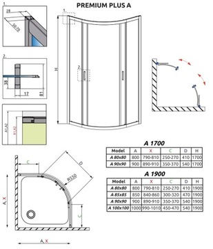 Душевая кабина Premium Plus 85x85x190 RADAWAY