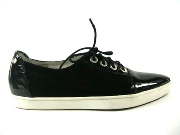 czarne skórzane tenisówki trampki sportowe buty J.Wolski 38 eleganckie