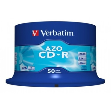 VERBATIM CD-R 700MB 80min cake 50szt AZO Crystal!!