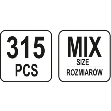Булавки пружинные 315шт, микс размеров Yato