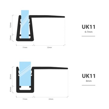 Уплотнитель для душевой кабины 200см 6 7 8 мм UK11