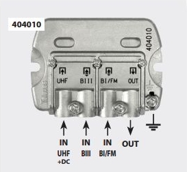 Антенный диплексер Televes FM-UHF-VHF/DAB 404010