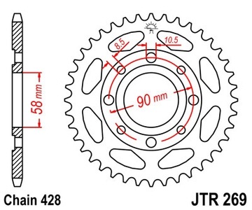 Звездочка задняя стальная JT 269-42Z Daelim VL 125