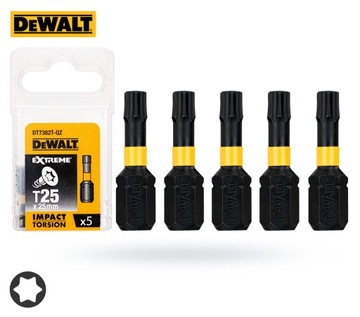 Bity końcówki udarowe T25 25mm TORSION 5cz DeWalt