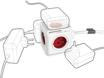 Планка Allocacoc PowerCube, 4 розетки, 2xUSB, 1,5 м