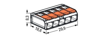 Монтажный разъем WAGO 5X4 мм 221-415