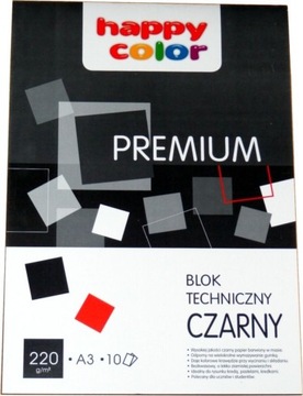 Blok techniczny A3 HAPPY COLOR 220g CZARNY